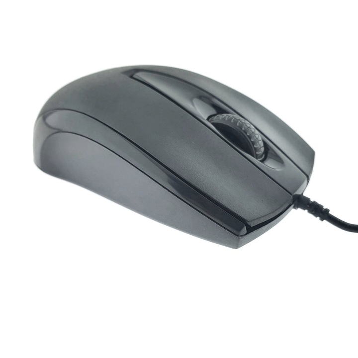 Mouse Office Classic, Cablu USB 125 cm, DPI 1200, Negru, dimensiuni 110 x 60 x 35 mm
