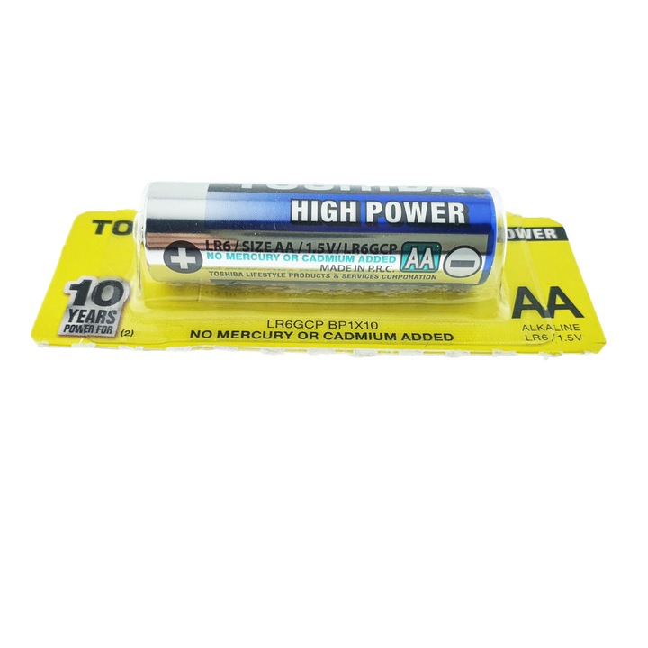 Baterie Alcalina Toshiba High Power AA LR06, 1.5V, Performanta Superioara si Durata Lunga de Viata, pentru Dispozitive Electrice si Electronice, Rezistenta la Scurgeri