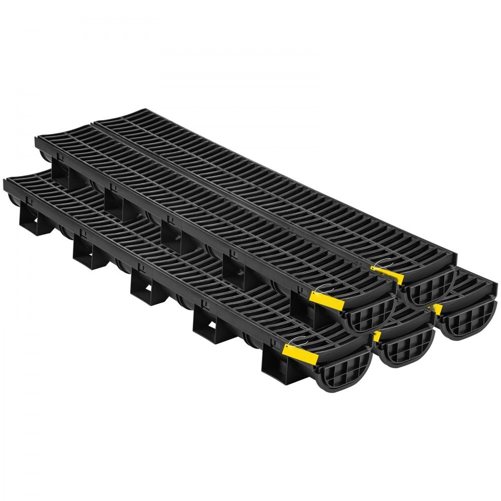 Sistem de Drenaj HDPE, Rigola cu Gratar Plastic, 5 Capace de Capat, 14 ...