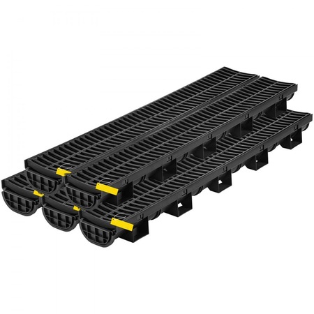 Sistem de Drenaj HDPE, Rigola cu Gratar Plastic, 5 Capace de Capat, 14 ...