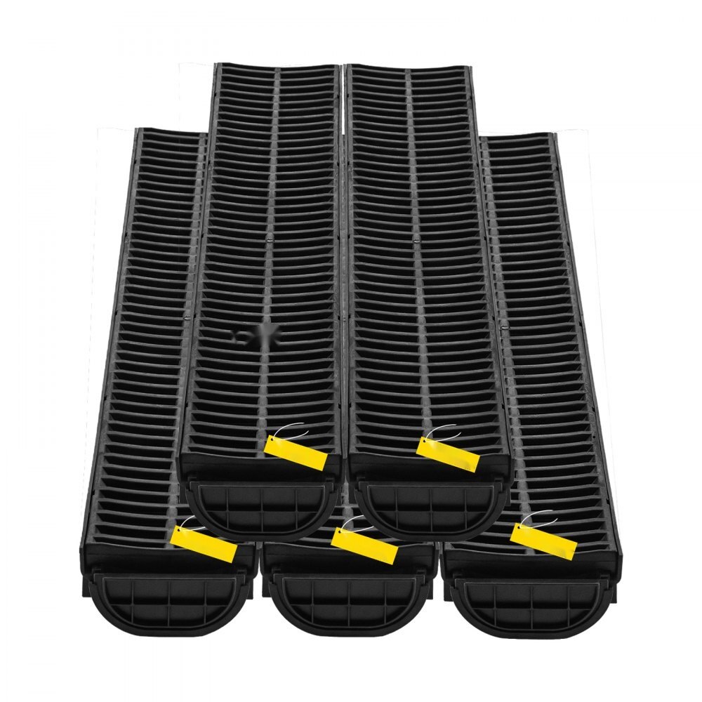 Sistem de Drenaj HDPE, Rigola cu Gratar Plastic, 5 Capace de Capat, 14 ...