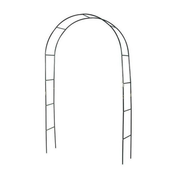 Метална арка за увивни растения, здрава опора, устойчива на атмосферни влияния, черна, 3 стъпала