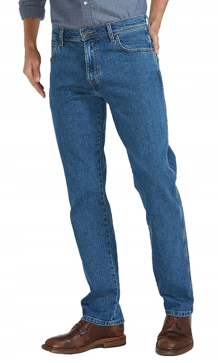 Blugi barbati, Wrangler, regular fit, albastru, bumbac