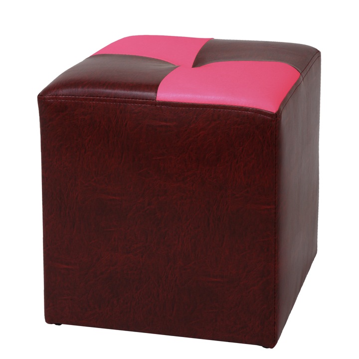 Taburet Cool - imitatie piele bordo/roz - 21902/21896