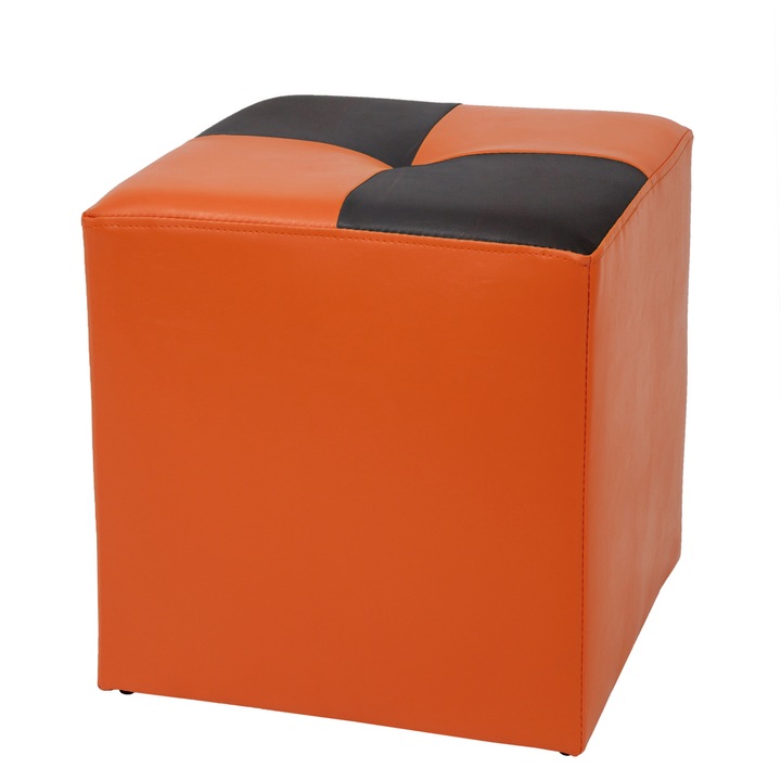 Taburet Cool - imitatie piele portocaliu/wenge - 21895/21835
