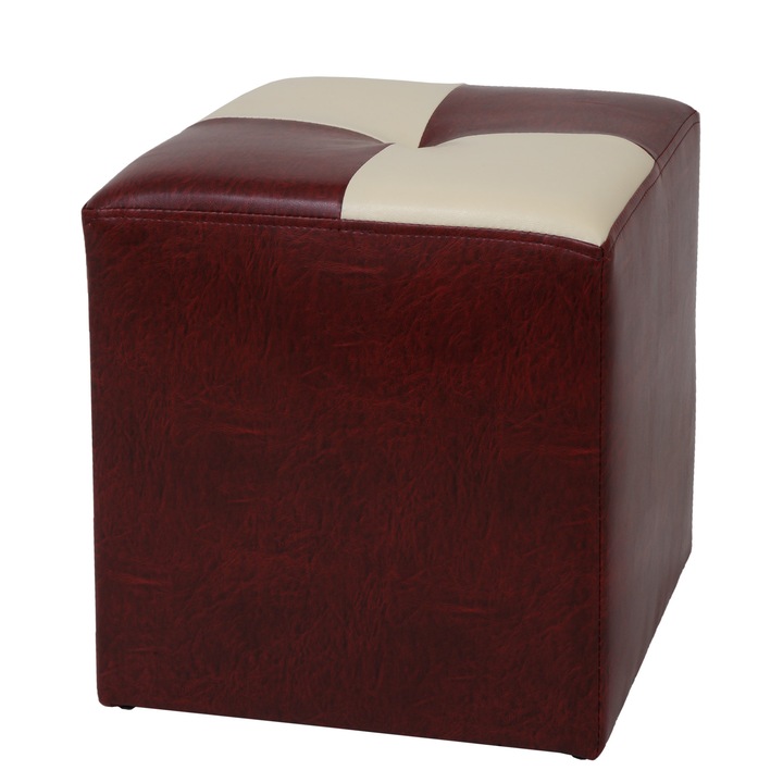 Taburet Cool - imitatie piele bordo/crem - 21902/21834