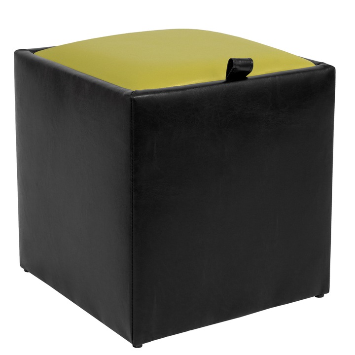 Taburet Box - imitatie piele negru/verde - 21901/21899