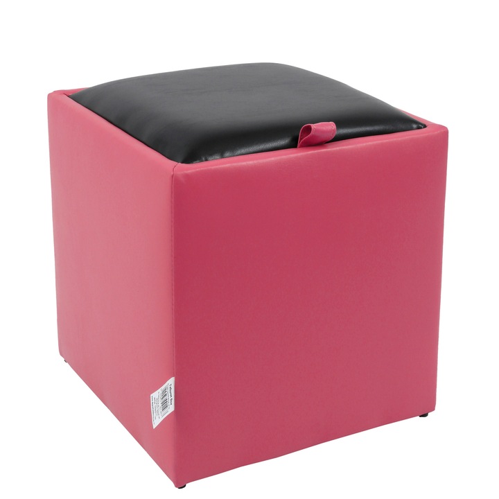 Taburet Box - imitatie piele roz/negru - 21896/21901
