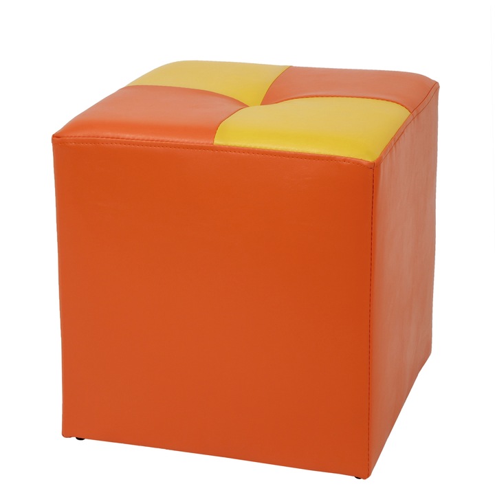 Taburet Cool - imitatie piele portocaliu/galben - 21895/22168