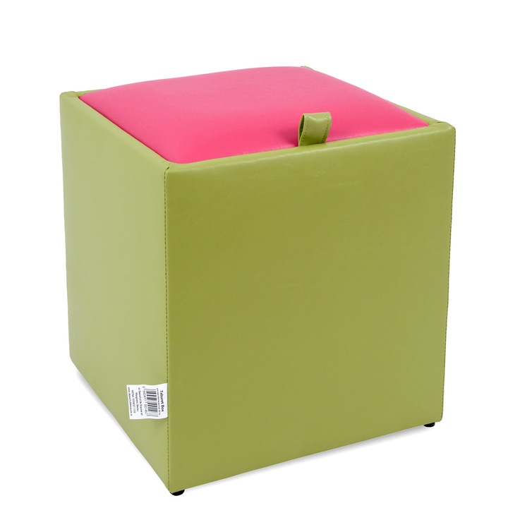 Taburet Box - imitatie piele verde/roz - 21899/21896