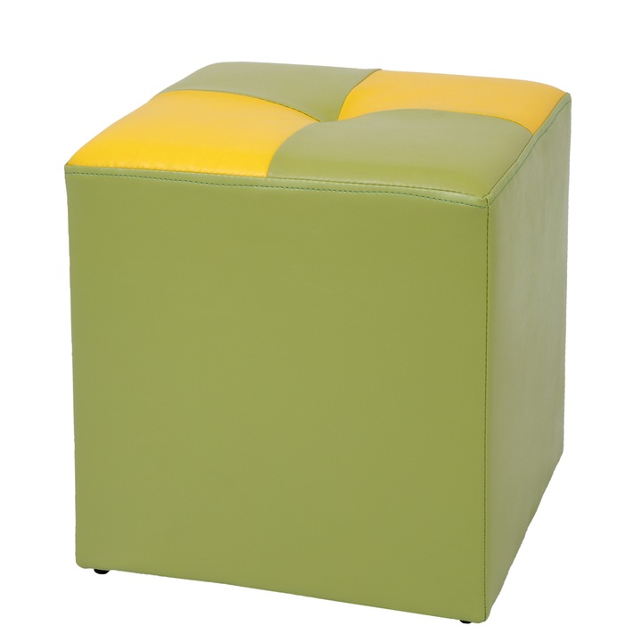 Taburet Cool - imitatie piele verde/galben - 21899/22168