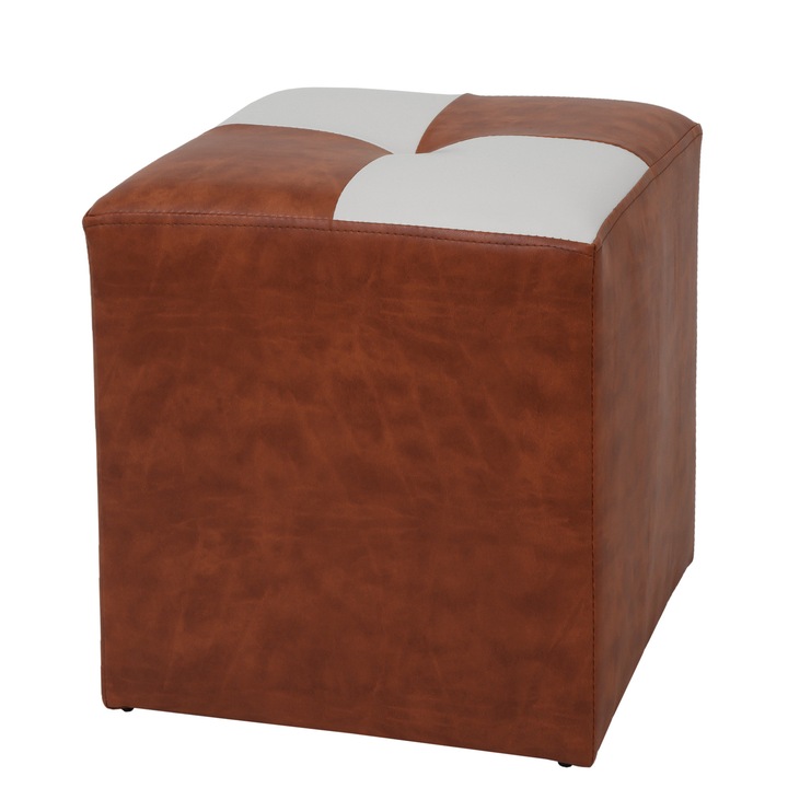 Taburet Cool - imitatie piele coniac/alb - 8070/21894