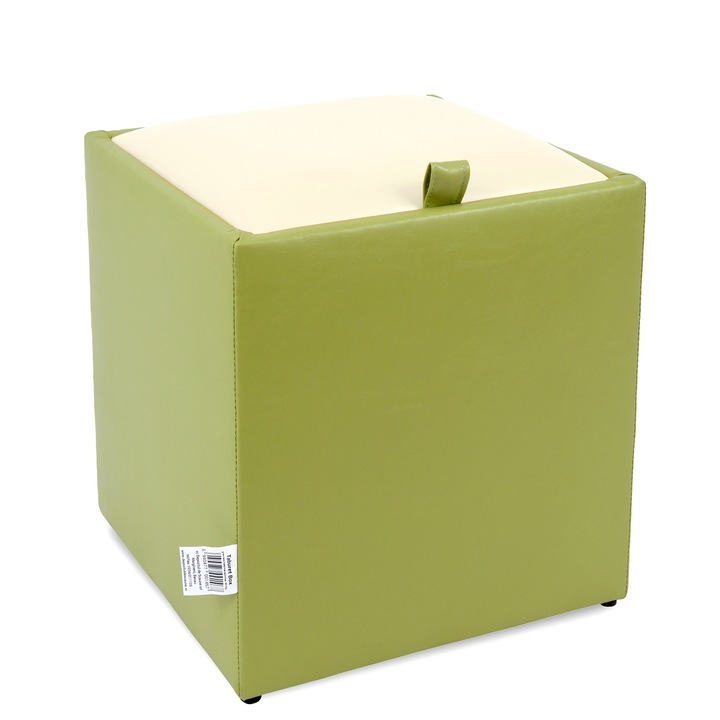 Taburet Box - imitatie piele verde/crem - 21899/21834