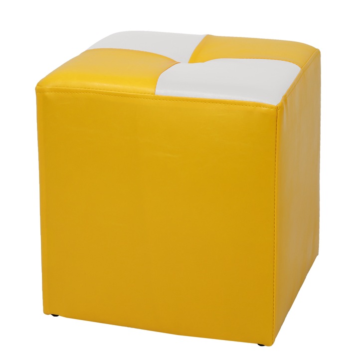 Taburet Cool - imitatie piele galben/alb - 22168/21894