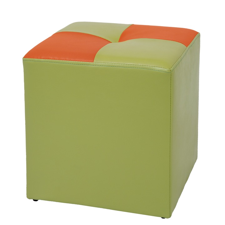 Taburet Cool - imitatie piele verde/portocaliu - 21899/21895
