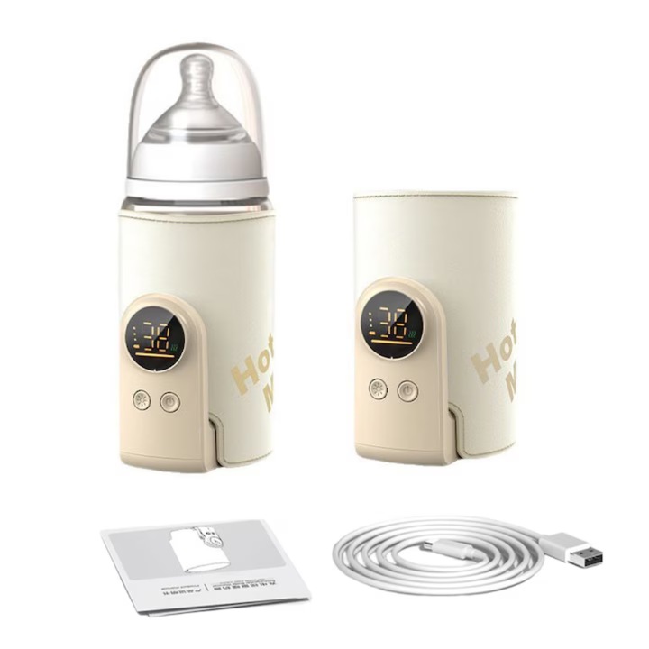 Incalzitor Inteligent de Biberoane 360° cu 6 Setari de Temperatura, Baterie 8000 mAh, Portabil si Rezistent la Apa – Rapid, Sigur si Compatibil cu 99% dintre Biberoane