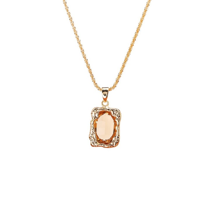 Colier feminin Maillard cu pandantiv din cristal, smarald, cupru, 41x50cm