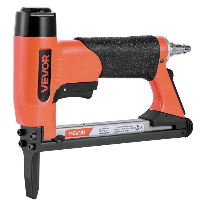 Capsator pneumatic VEVOR, calibru 21, presiune 4.8-7 Bar, lungime capse 6-16 mm, capacitate 150 buc, 220x190x45 mm