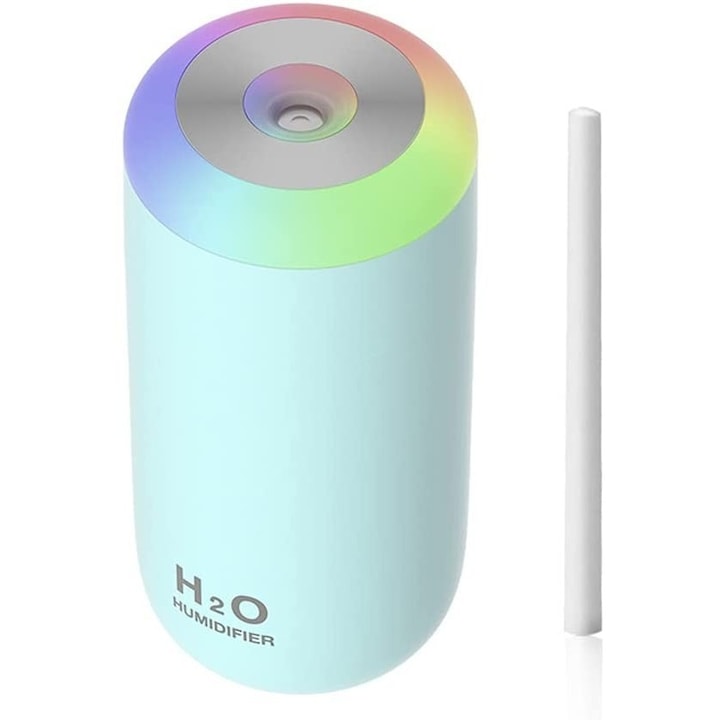 Umidificator de aer Bonfire 280ml, Iluminare, Telecomanda detasabila, USB-C, Plastic ABS, Alb
