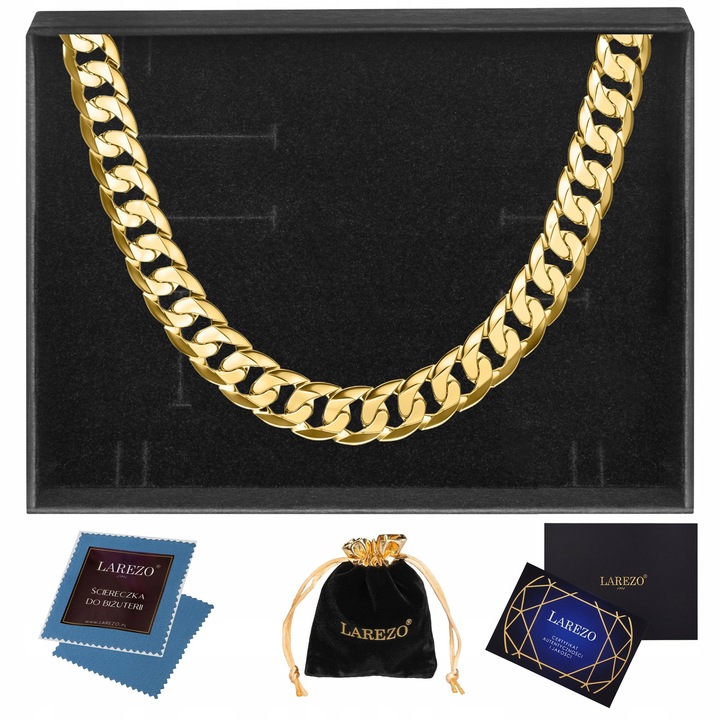 Lant Pentru Barbati, Larezo, P15060 Argint 925, 1 x Cutie Premium Pentru Bijuterii, Ideal Pentru Cadou, 27.5 g, Latime 6 mm, Lungime 60, Auriu, 60 CM
