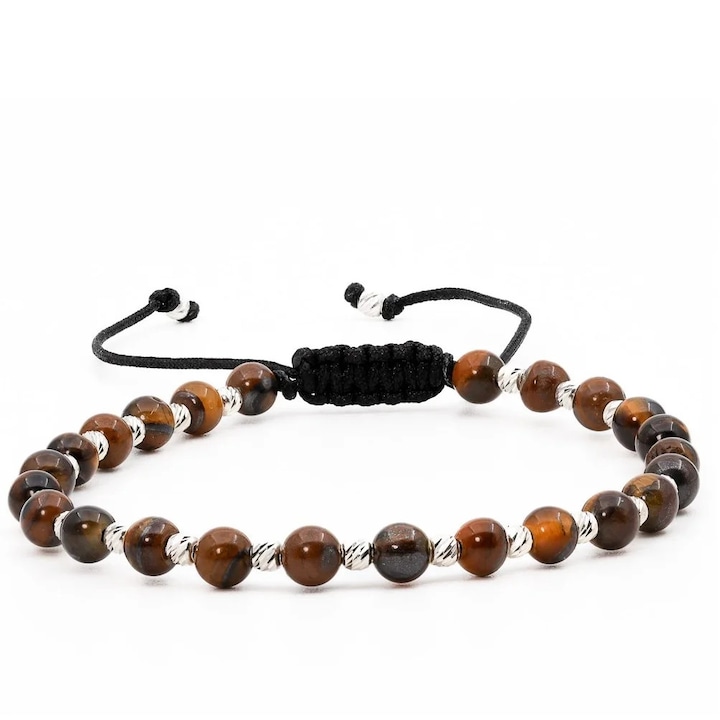 Karkötő 25 db 925-ös ezüst gyöngyökkel és Tigrisszemmel