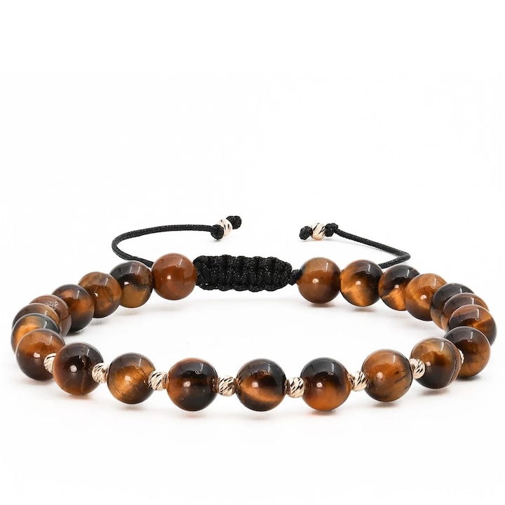 Karkötő 12 db 14k aranygolyóval és Tigrisszemmel