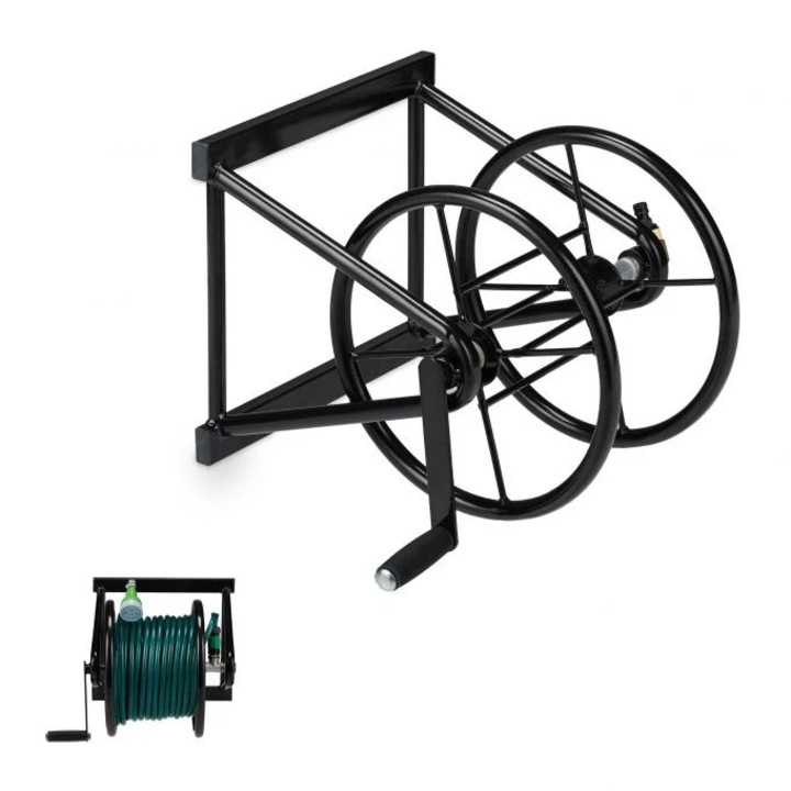 B2X kerti tömlőtartó kocsi, fekete, 51,5x47x38cm