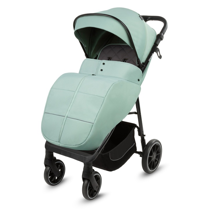 Спортна количка Kidwell Enzo, зелена, 0-4 години, колела с диаметър 17x24см, тегло 10.45кг, комплект с нагревател за крака и мрежа против комари