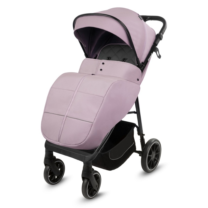 Спортна количка Kidwell Enzo, розова, гумени колела от пяна, максимално натоварване 22 кг, комплект с нагревател за крака и мрежа против комари