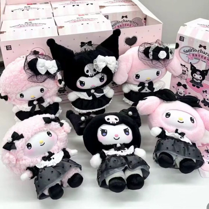 Плюшена фигурка Sanrio Kuromi и My Melody, комплект, 15 см, многоцветен