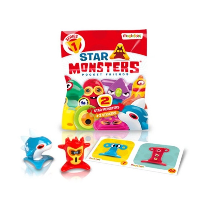 Set 2 figurine surpriza, Magic Box, Monstrii Stelari, dimensiuni și forme diverse, multicolor