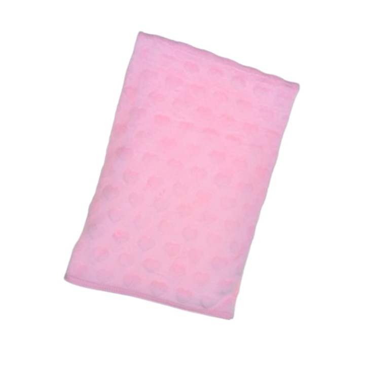 Gyerek takaró, Mini Junior, szívecskék, 90x85cm, rózsaszín