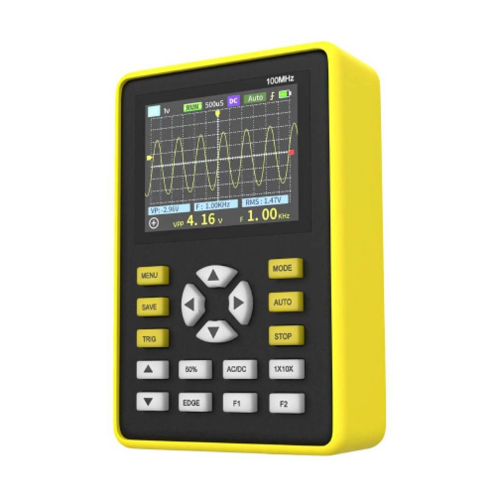 Osciloscop portabil FNIRSI 5012H, 100MHz, 500MSa/s, 12 valori masurate, 114x74x33mm
