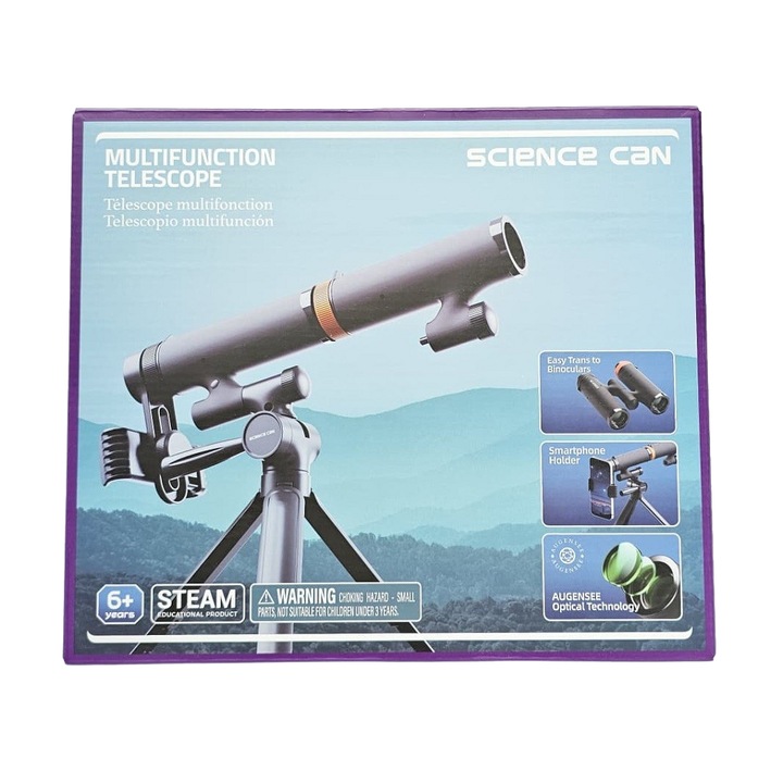 Jucarie educativa 2 in 1 Telescop si Binoclu pentru Copii, Science Can, + 6 ani