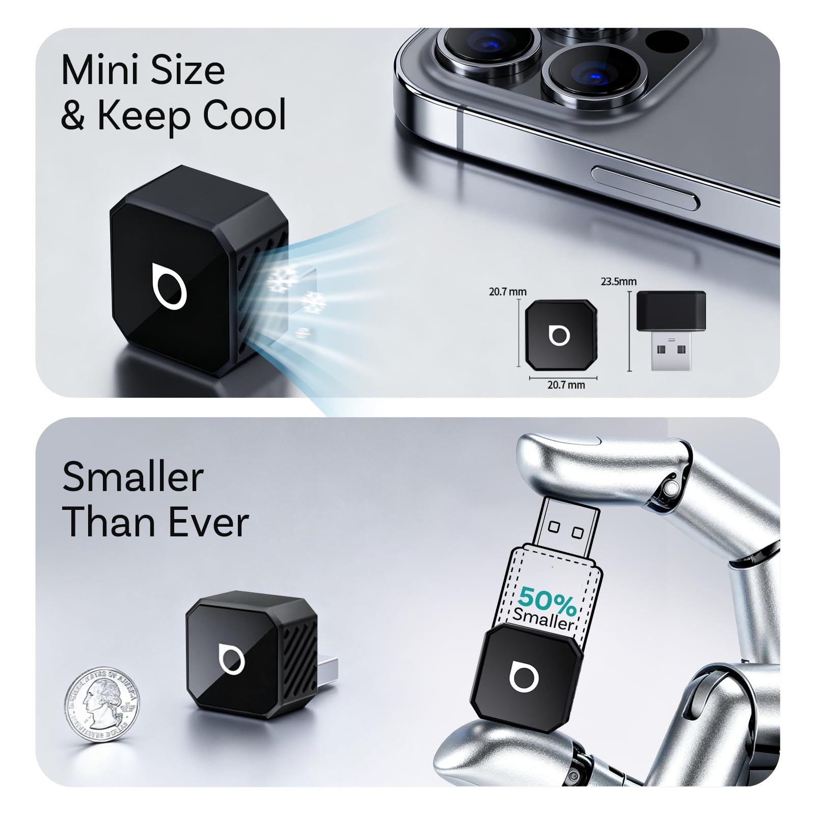 Adaptor wireless OTTOCAST Mini Pot 2025 2 in 1 pentru CarPlay/Android ...