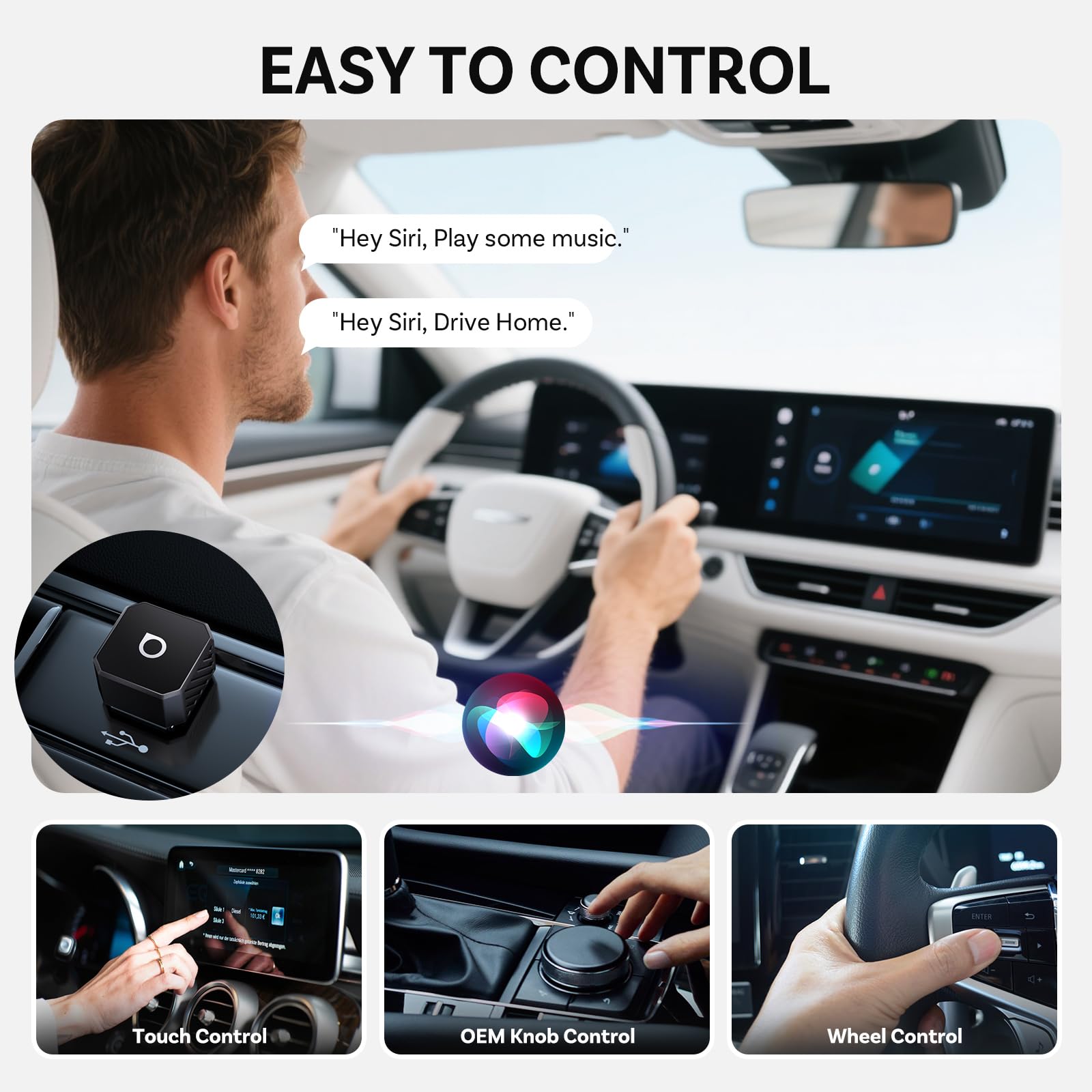 Adaptor wireless OTTOCAST Mini Pot 2025 2 in 1 pentru CarPlay/Android ...