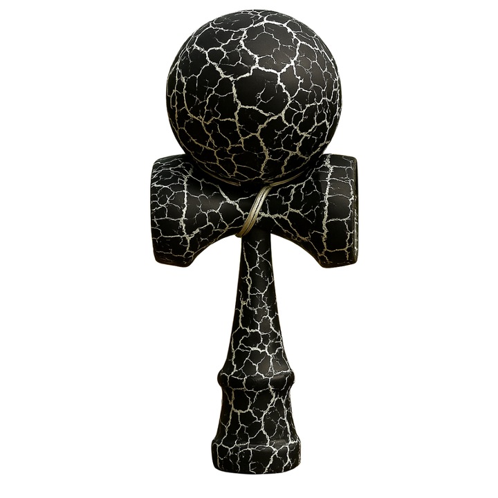 Macvi® professzionális fa kendama CRACK modell 18 cm fekete fehér színben