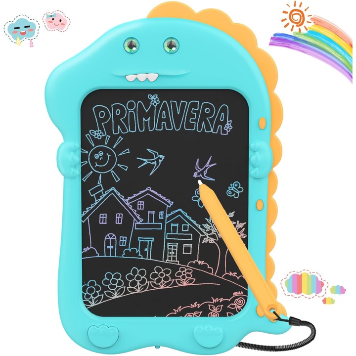 Tabla LCD de scris si desenat pentru copii, colorata, reutilizabila, educativa, pentru baieti si fete 3–6 ani, cu ecran magic si stilou electronic