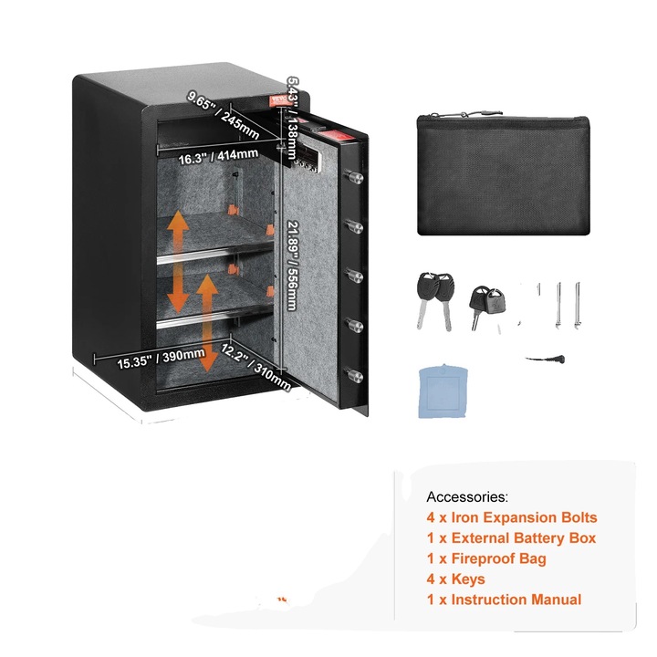 Seif, 4CU.FT, acces 2 moduri, sistem de alarma dublu, iluminare interioara, otel aliat