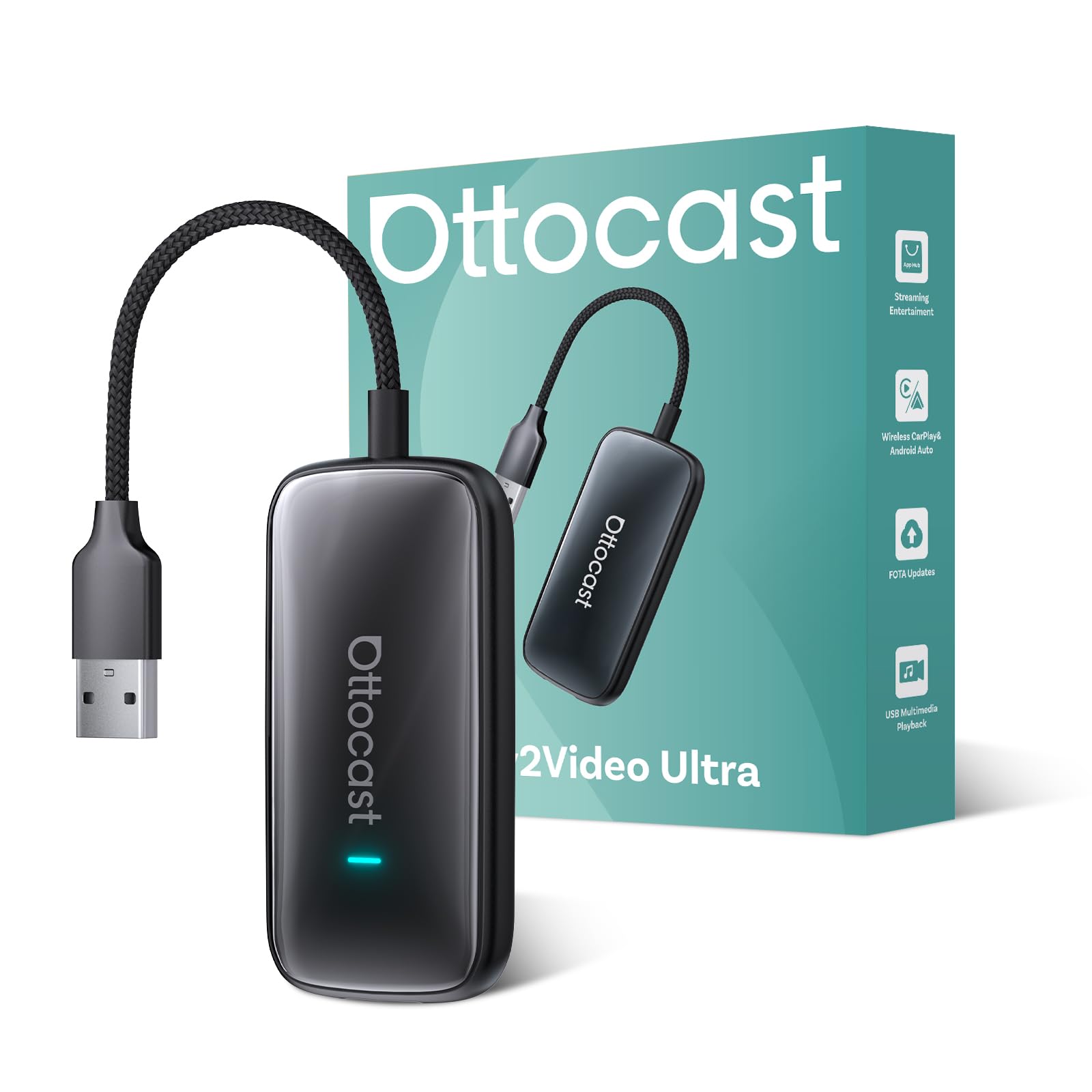 Adaptor wireless OTTOCAST Play2Video Ultra pentru CarPlay, Android