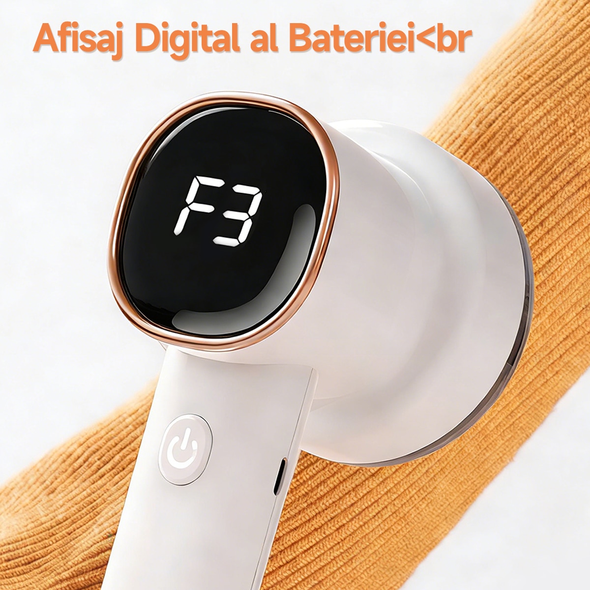 Aparat de curatat scame electric reincarcabil 8W, 60 minute autonomie, 3 trepte de viteza, 6 lame inox, afisaj digital, cu perie statica, pentru pulover, canapea, textil - USB incarcare