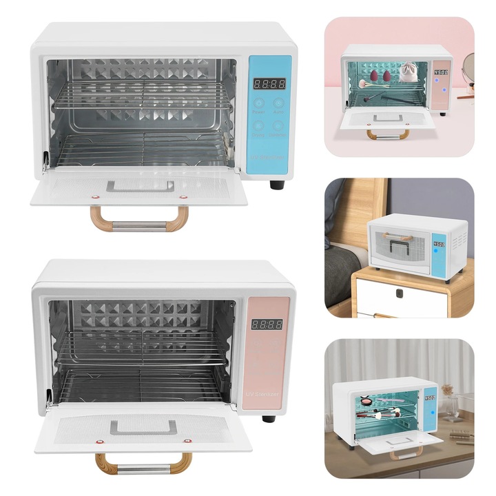 Dezinfectant Multifunctional, Cabinet de Dezinfectare Rectangular, pentru Periute de Dinti, Instrumente de Unghii, Bijuterii, Culoare Albastru