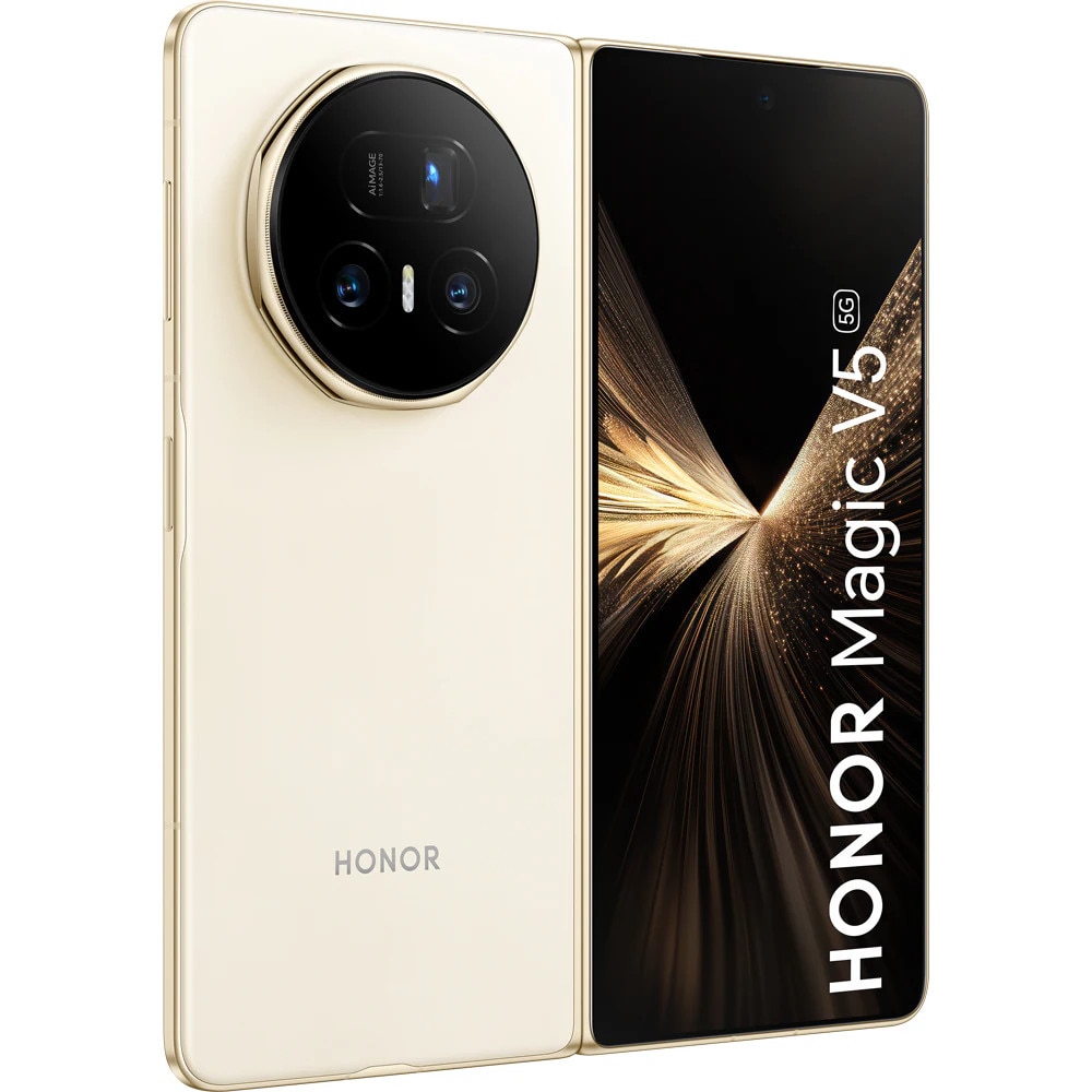 Telefon mobil HONOR Magic V5 5G, 512GB, 16GB RAM, Dual SIM, Ivory White