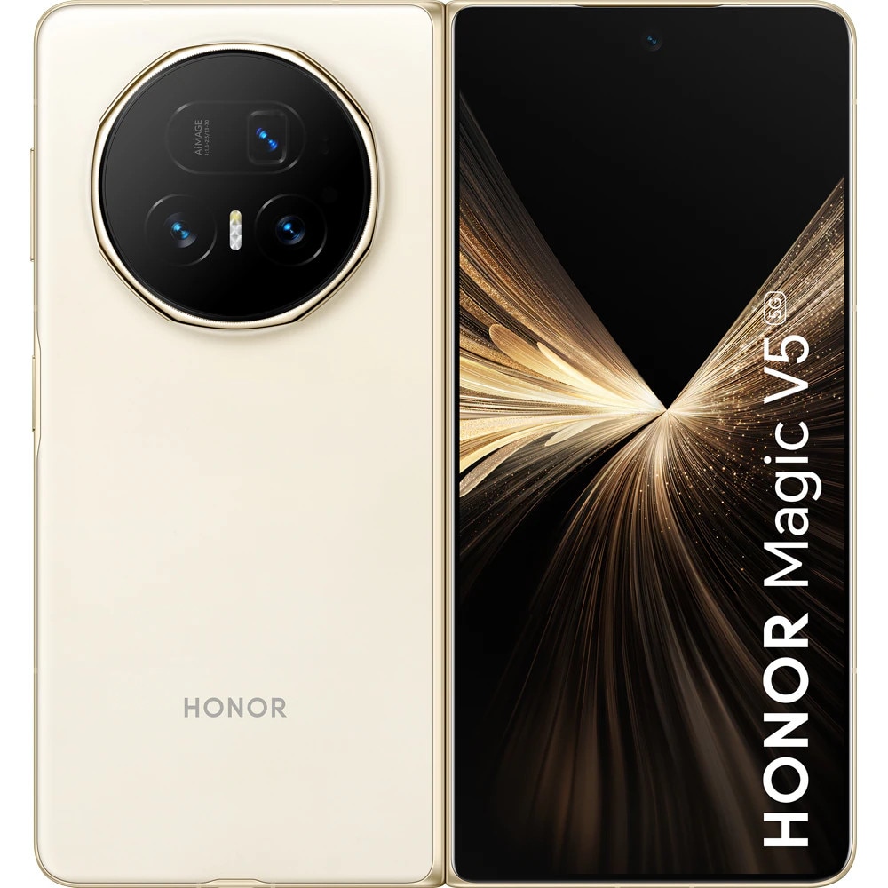 Telefon mobil HONOR Magic V5 5G, 512GB, 16GB RAM, Dual SIM, Ivory White