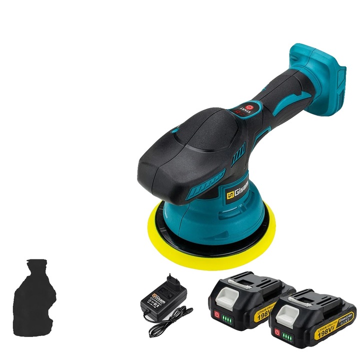 Polírozógép, 8 sebességes, nagy teljesítményű, 2 akkumulátor, 21V