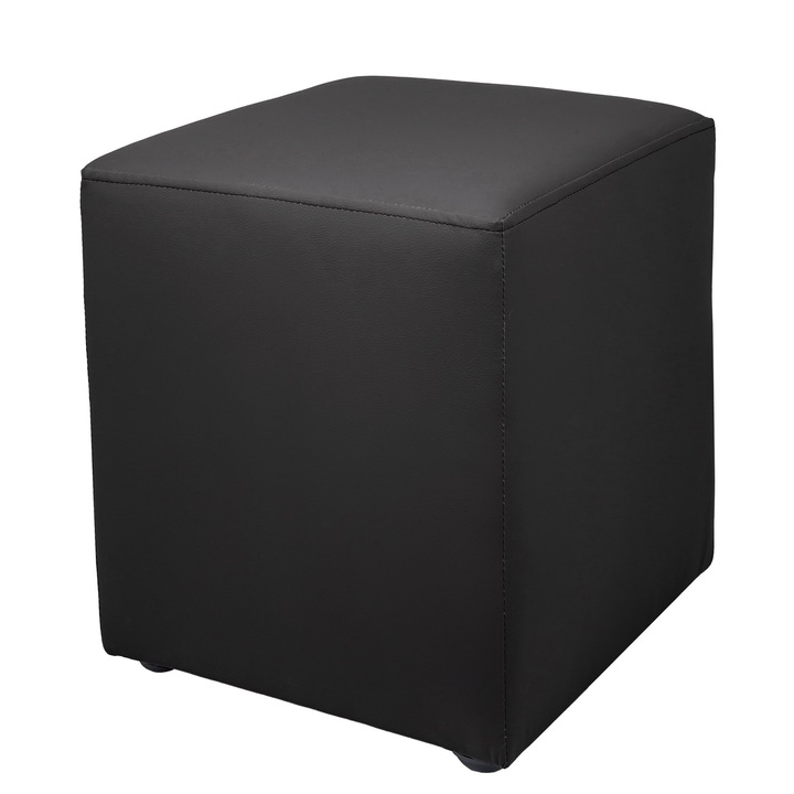 Taburet Cube - imitatie piele POLY - negru