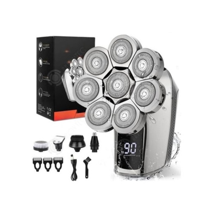 Aparat de ras electric Inn, 5 moduri de ras, impermeabil IPX6, 90 zile autonomie, incarcare USB, set de ras