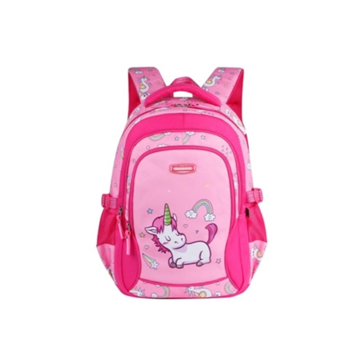 Iskolatáska anime focis mintával, rózsaszín