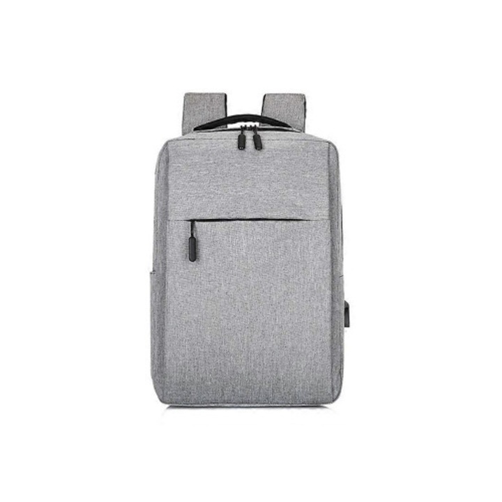 Iskolatáska USB töltéssel, diákoknak, szürke