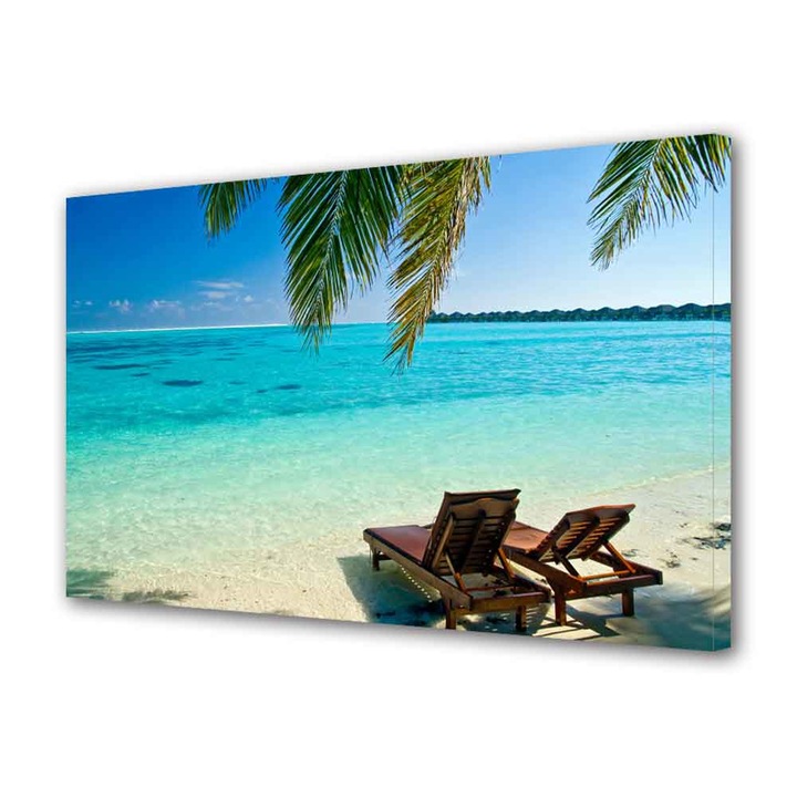 Tablou VarioView MoonLight Fosforescent Luminos in Intuneric Peisaje Sezlonguri la ocean 30 x 45 cm